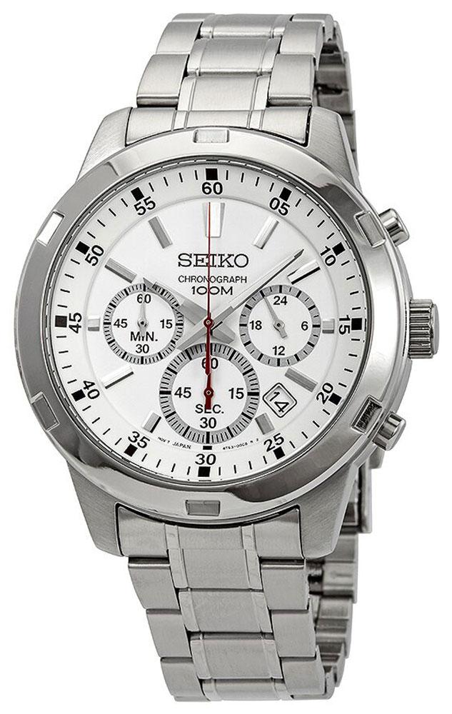 Seiko Neo Sports Chronograph Steel White Dial Date Quartz Mens Watch ...