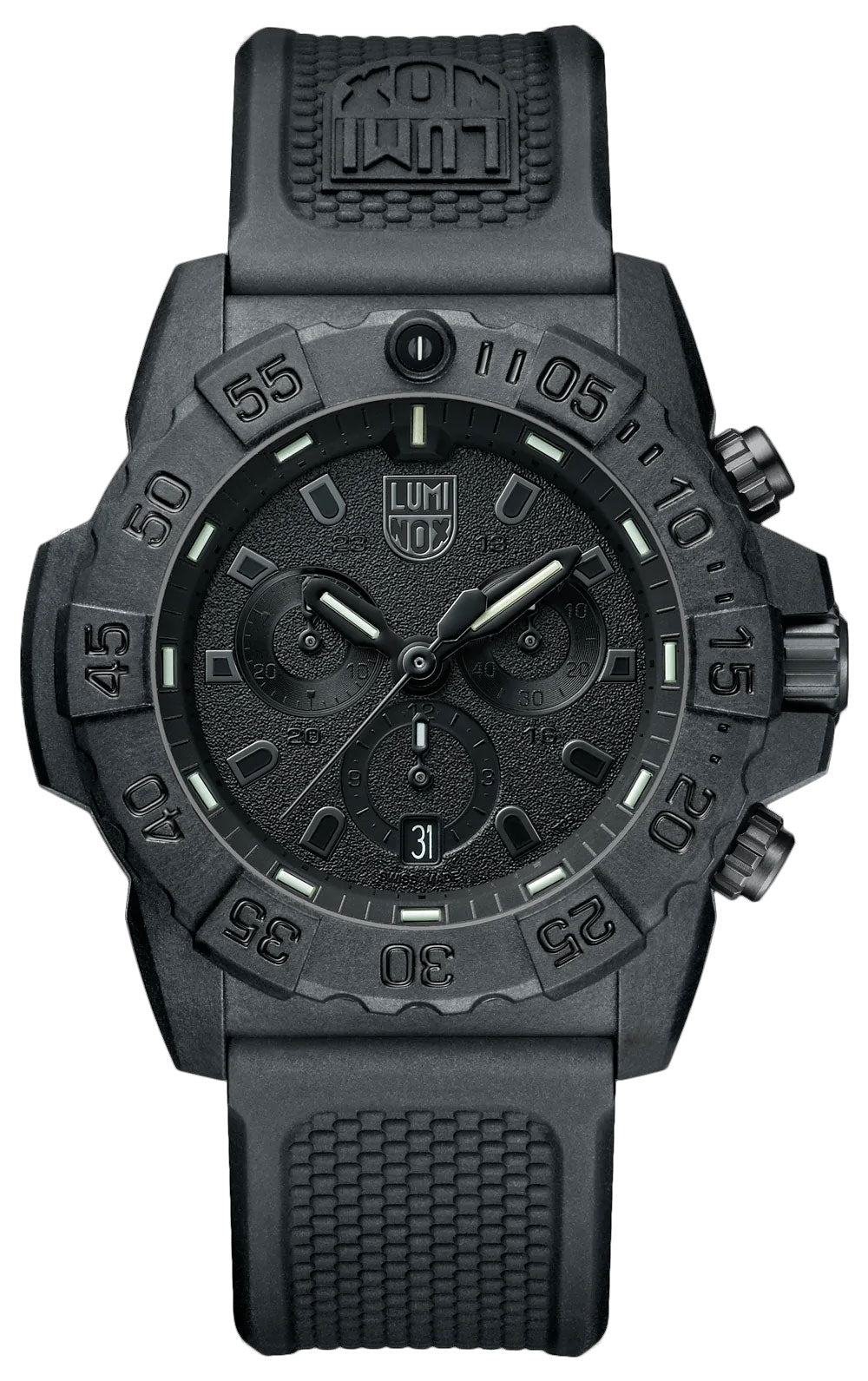 Luminox Navy Seal Chronograph Carbonox Black Dial Black Rubber Strap Date Divers Quartz Mens 0300