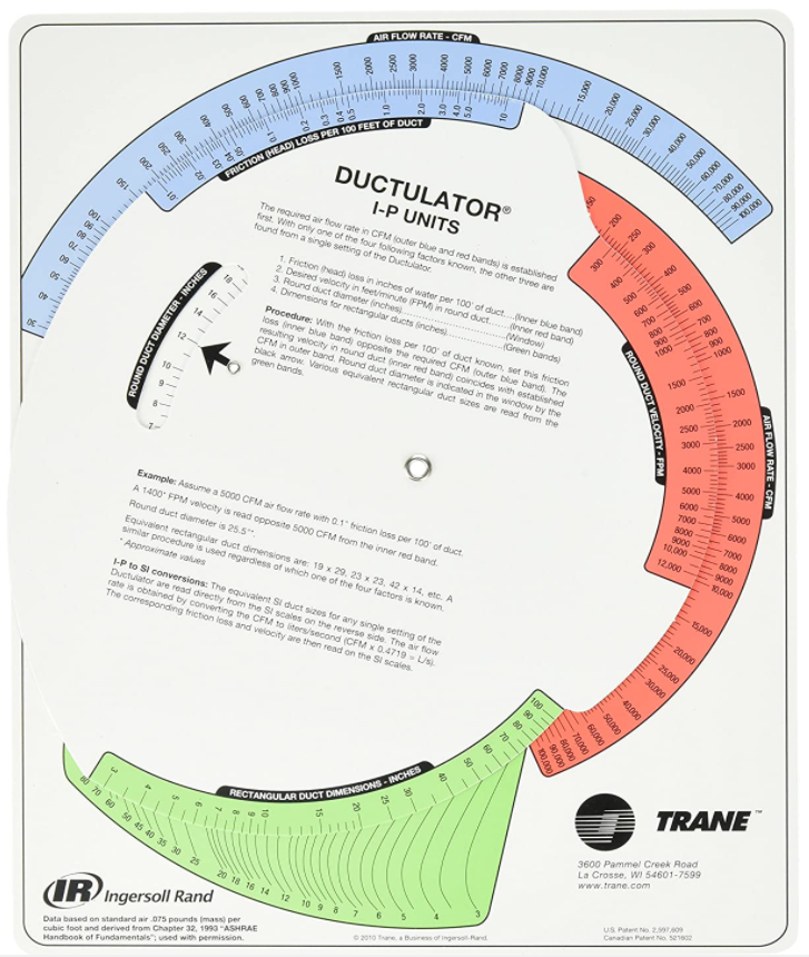 Flexible Duct Sizing Chart Construction Calculator ADI Ductulator