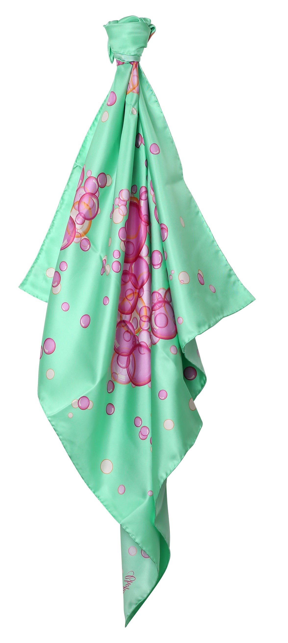 Chopard Happy Bubbles Mint Green Organic Silk Twill Womens Scarf