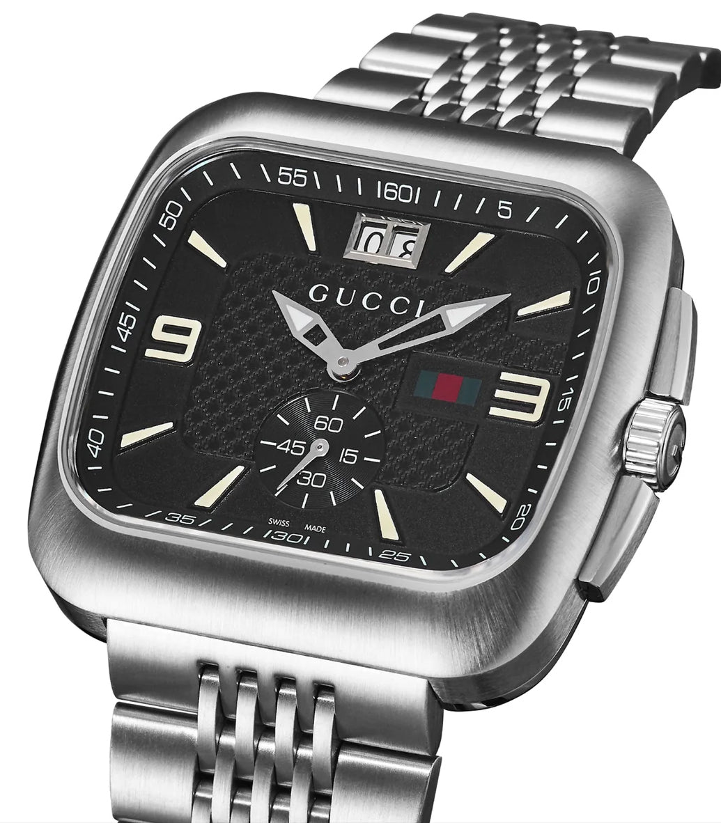 Gucci G-Coupe Stainless Steel Black Dial Date Quartz Mens Watch