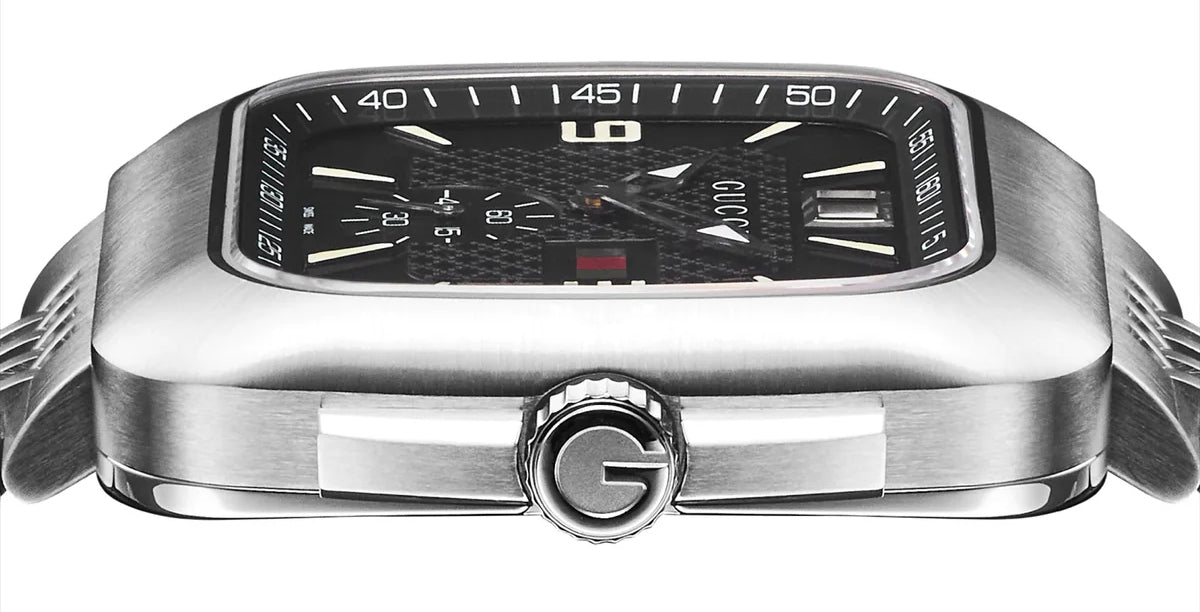Gucci G-Coupe Stainless Steel Black Dial Date Quartz Mens Watch