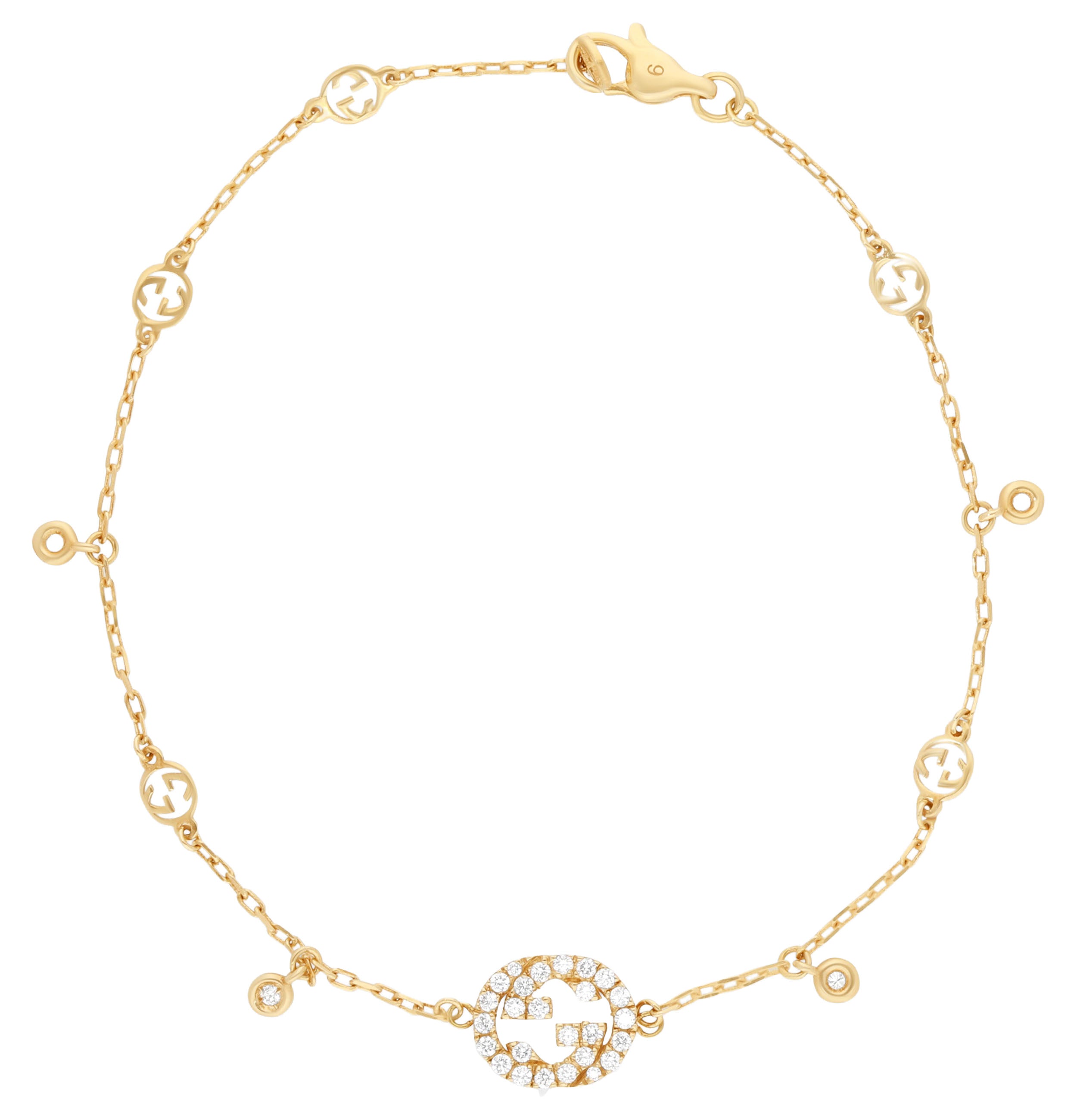 Gucci Interlocking G 18K Yellow Gold Diamond Bracelet