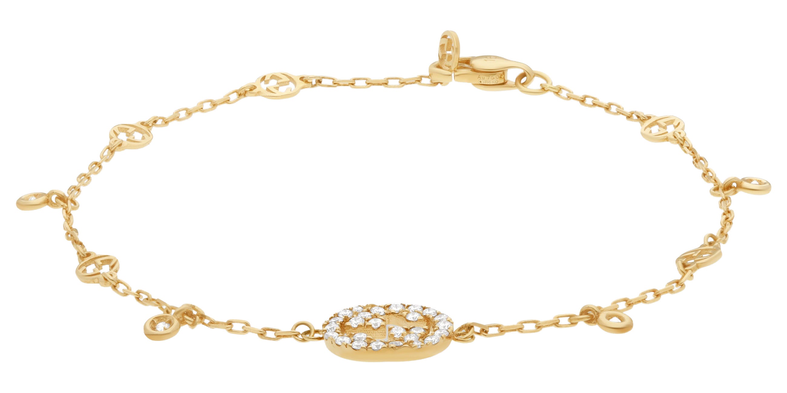 Gucci Interlocking G 18K Yellow Gold Diamond Bracelet